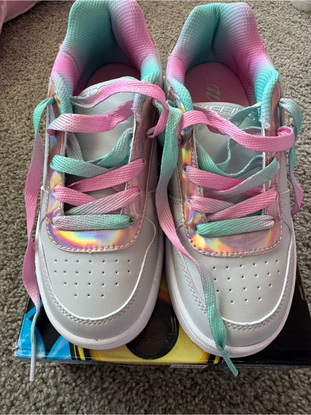 Heelys White Sneakers with Pink and Mint Ombre Laces